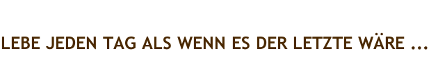 LEBE JEDEN TAG ALS WENN ES DER LETZTE WÄRE ...